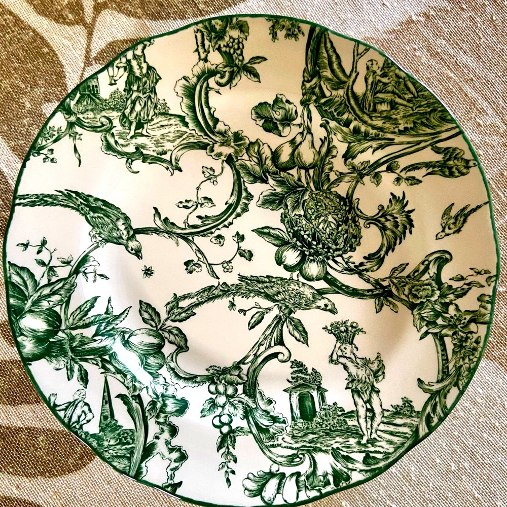 Spode Provincial Green Garden Saucers, set of two